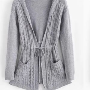 hooded grey cardigan with string zaful size small fall